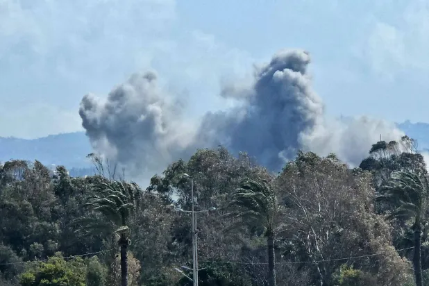 Smoke rises from the site of an Israeli airstrike that targeted the southern coastal city of Tyre's Al Hosh neighborhood, on March 19, 2026. (AFP)