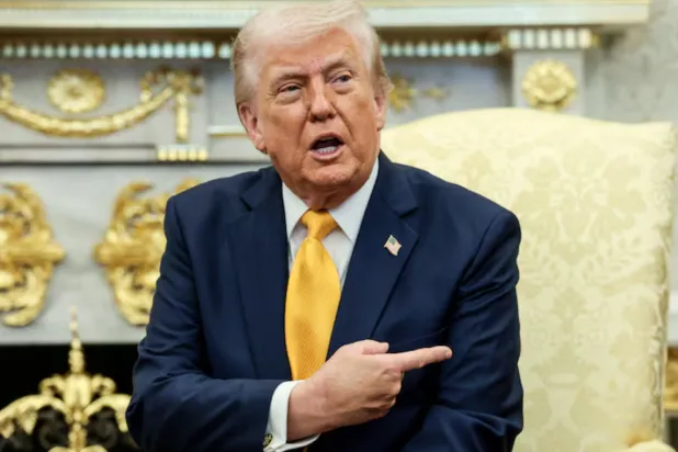 US President Donald Trump speaks during a meeting with Japanese Prime Minister Sanae Takaichi (not pictured) in the Oval Office at the White House in Washington, DC, US, March 19, 2026. REUTERS/Evelyn Hockstein 