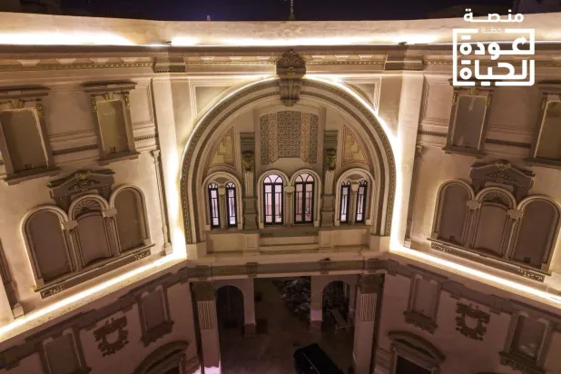 مبنى غاليري «دي بونو» التاريخي في طرابلس (لقطة من تسجيل مصور لمنصة تابعة لحكومة «الوحدة»)