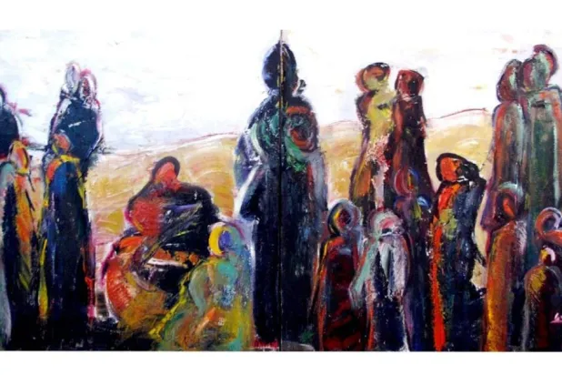 لوحات المعرض تضمَّنت قصصاً من فسطين (الشرق الأوسط)