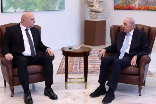 Lebanese President Joseph Aoun holding talks with Parliament Speaker Nabih Berri (File - National News Agency)