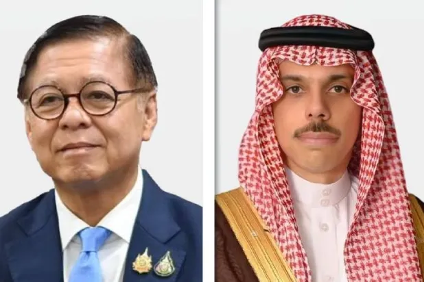 الأمير فيصل بن فرحان وزير الخارجية السعودي وسيهاساك فوانجكيتيكيو وزير خارجية تايلاند (الشرق الأوسط)