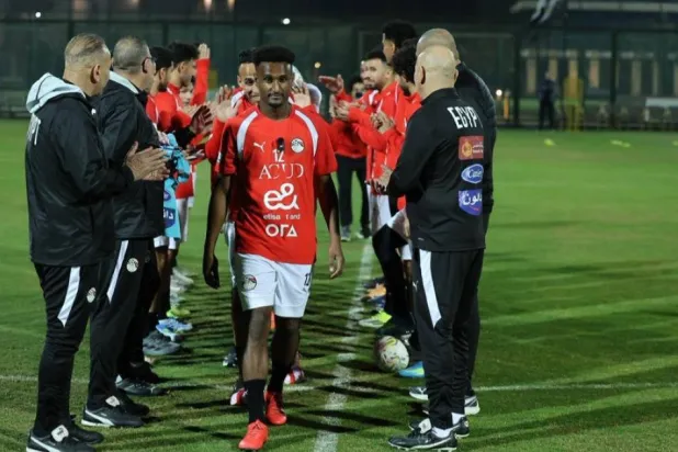 هيثم حسن لاعب فريق ريال أوفييدو الإسباني لدى انضمامه لمعسكر منتخب مصر (منتخب مصر)