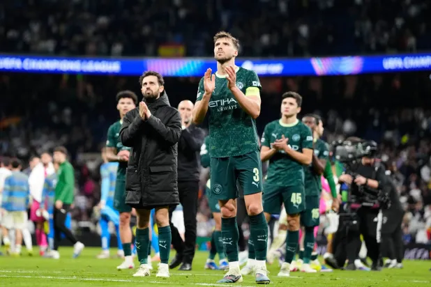 مانشستر سيتي دخلت شباكه خمسة أهداف مقابل تسجيل هدف وحيد في مجموع المباراتين أمام ريال مدريد (أ.ب)