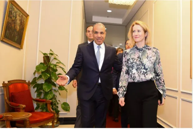 وزير الخارجية المصري أثناء استقباله كايا كالاس في القاهرة يناير الماضي (الخارجية المصرية)