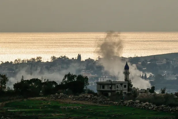 Smoke billows from an Israeli strike on Marjeyoun in southern Lebanon on Wednesday. (AFP)