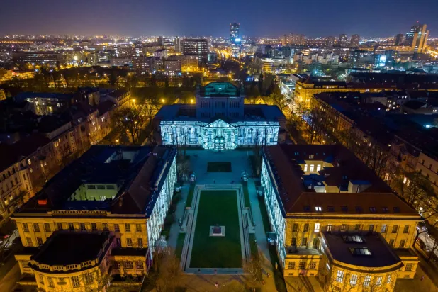 Aerial photo shows light installation during the Festival of Lights in Zagreb, Croatia, March 18, 2026. REUTERS/Antonio Bronic