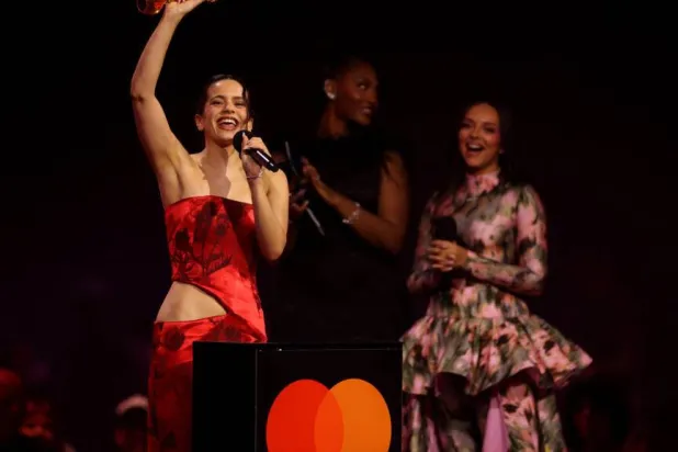 Rosalia is shown after winning the best international artist at the Brit Awards in February. Adrian Dennis / AFP/File

