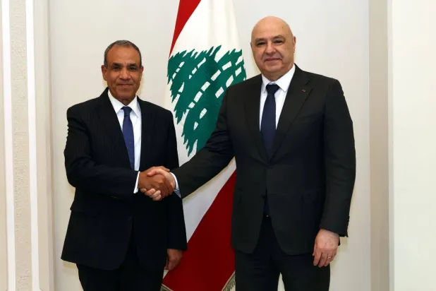 وزير الخارجية المصري يلتقي الرئيس اللبناني في بيروت (الخارجية المصرية)