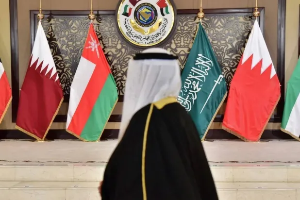 Flags of Gulf Arab states at an event (AFP)
