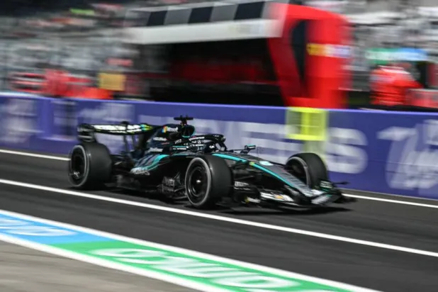 Mercedes' George Russell was fastest in the first practice for the Japanese Grand Prix. Philip FONG / AFP
