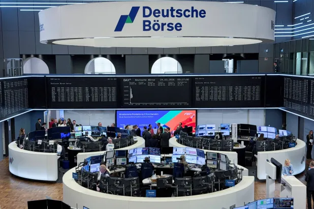 مخطط مؤشر الأسهم الألماني «داكس» في بورصة فرانكفورت (رويترز)