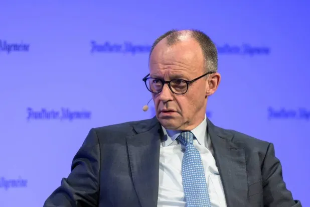  27 March 2026, Hesse, Frankfurt/Main: Germany's Chancellor Friedrich Merz speaks at the "FAZ" Congress. (dpa)