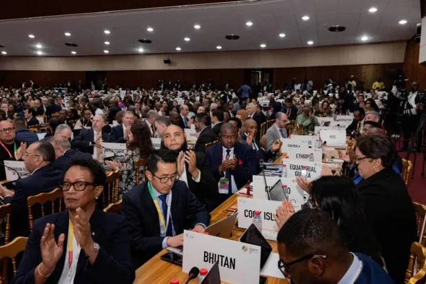 Delegates applaud during the opening of the World Trade Organisation (WTO) 14th ministerial meeting in Yaounde, Cameroon, on 26th March, 2026.  (WTO/Handout via Reuters)