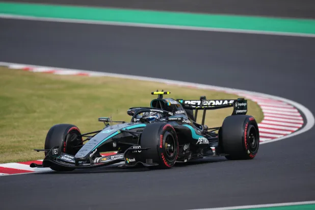 Mercedes driver Kimi Antonelli of Italy steers his car during the qualifying session of the Japanese Formula One Grand Prix in Suzuka, Japan, Saturday, March 28, 2026. (AP Photo/Hiro Komae)