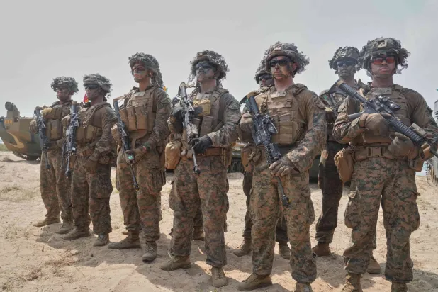 US Marines join in the Cobra Gold US-Thai joint military exercise on Hat Yao beach in Chonburi province, Thailand, Thursday, Feb. 26, 2026. (AP Photo/Sakchai Lalit)
