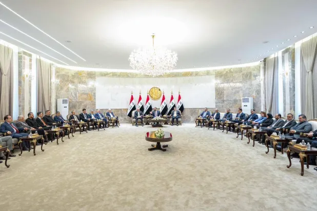 الحلبوسي مجتمعاً مع رؤساء الكتل النيابية (إكس)