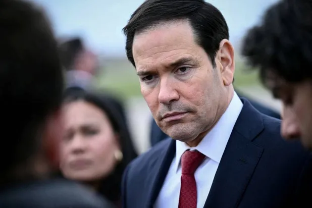  US Secretary of State Marco Rubio looks on as he speaks to the press before his departure following a G7 Foreign Ministers' meeting with Partner Countries before his departure at the Bourget airport in Le Bourget, outside Paris, France, March 27, 2026. (Reuters)