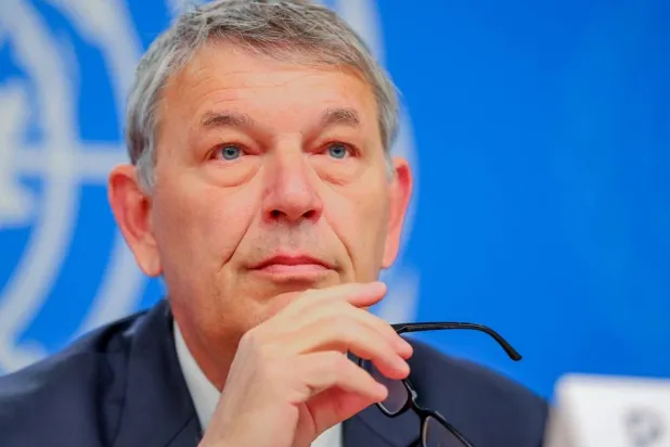 UNRWA Commissioner-General Philippe Lazzarini attends a press conference on the last day of his mandate at the United Nations in Geneva, Switzerland, March 31, 2026. (Reuters) 