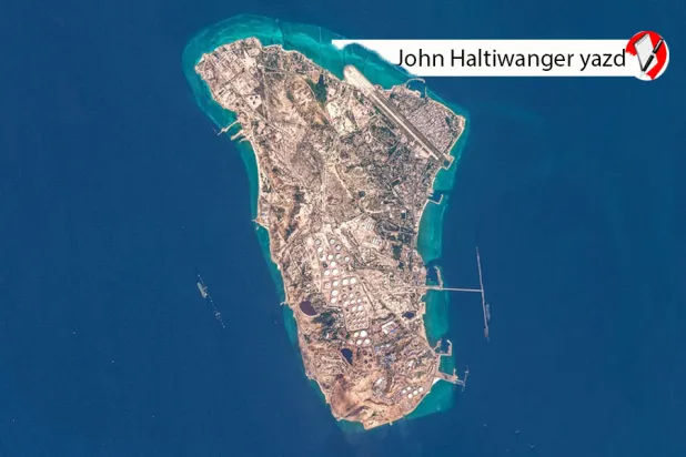 Avrupa Uzay Ajansı tarafından 7 Mart 2026'da çekilen İran'ın Hark Adası'nın görüntüsü (AFP)