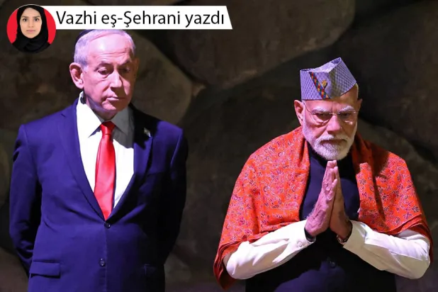Hindistan Başbakanı Narendra Modi ve İsrail Başbakanı Binyamin Netanyahu, Ağlama Duvarı önünde (AFP)