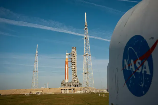 NASA's Artemis II lunar flyby mission, with the next-generation moon rocket, the Space Launch System (SLS) rocket and the Orion crew capsule, sits on Pad 39B ahead of the launch of the Artemis II mission at the Kennedy Space Center in Cape Canaveral, Florida, US, March 31, 2026 - Reuters