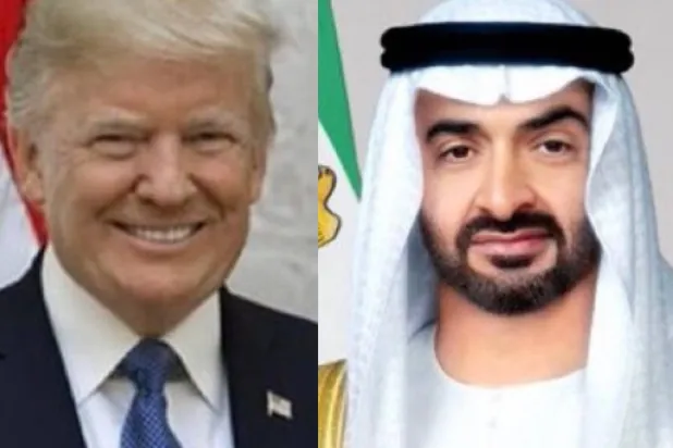 الشيخ محمد بن زايد آل نهيان رئيس دولة الإمارات ودونالد ترمب رئيس الولايات المتحدة (وام)
