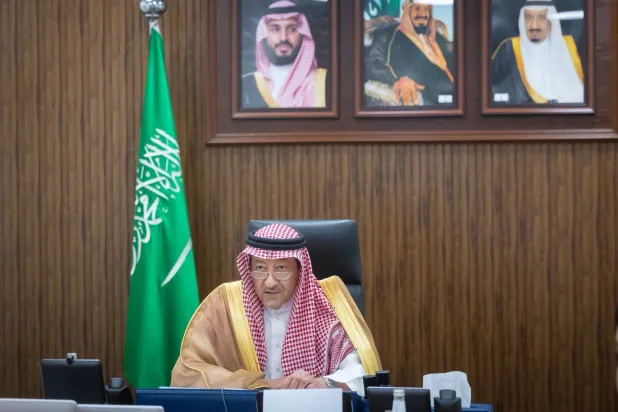 المهندس وليد الخريجي خلال مشاركته في الاجتماع الوزاري لتنسيق إعادة فتح مضيق هرمز (الخارجية السعودية)