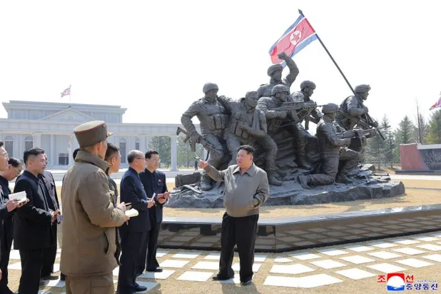 North Korean leader Kim Jong Un visits the Memorial Museum of Combat Feats, in Pyongyang, North Korea, in this picture released by North Korea's official Korean Central News Agency on April 3, 2026. (KCNA via Reuters)
