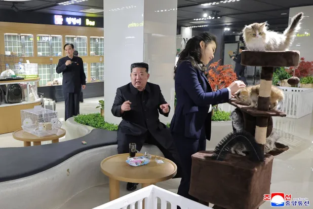 North Korean leader Kim Jong Un visits the Hwasong Pet Shop as he inspects service facilities in the Fourth-Stage District of the Hwasong area, accompanied by his daughter Kim Ju Ae, in Pyongyang, North Korea, in this picture released by North Korea's official Korean Central News Agency on April 3, 2026. (KCNA via Reuters) 