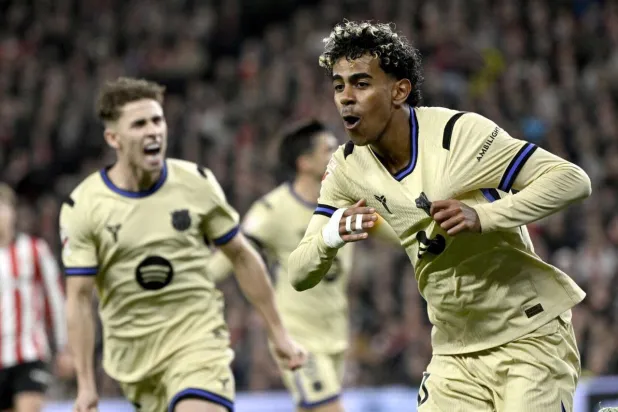 Barca winger Lamine Yamal could be crucial in the triple-header against Atletico Madrid over the next fortnight. ANDER GILLENEA / AFP
