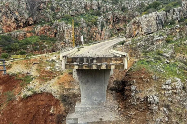 File photo of a bridge destroyed by an Israeli airstrike in Dalfy, Lebanon on March 26, 2026. Stringer, Reuters
