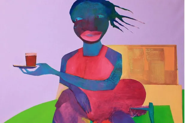 لوحة للفنانة آمنة الحسن ضمن المشروع التوثيقي (أرشيف السودان للفن التشكيلي)