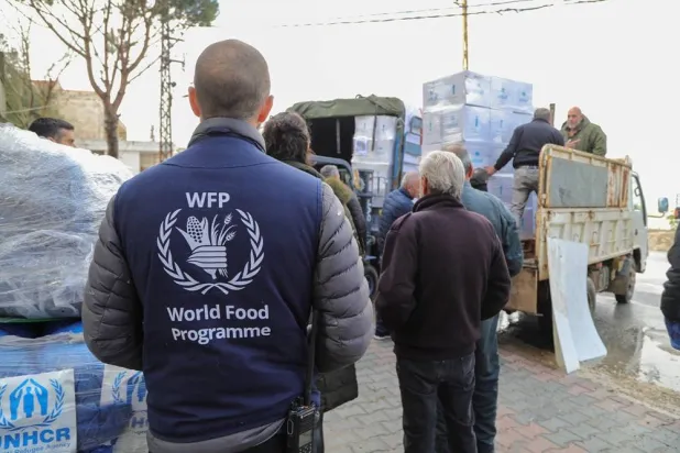  Aid distributed by the World Food Program, the UNHCR, UNICEF and UNFPA arrives in Qlayaa, amid escalating hostilities between Israel and Hezbollah, as the US-Israel conflict with Iran continues, in southern Lebanon, March 27, 2026. (Reuters)