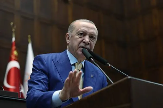 الرئيس التركي رجب طيب إردوغان لدى إلقائه كلمة (الرئاسة التركية)