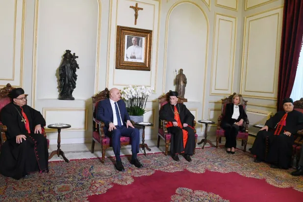 البطريرك الماروني بشارة الراعي يستقبل الرئيس اللبناني جوزيف عون في بكركي (البطريركية المارونية)