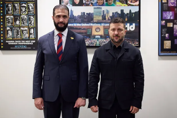 Ukrainian President Volodymyr Zelenskyy and Syrian President Ahmed al-Sharaa, September 2025 (Ukrainian President’s account)
