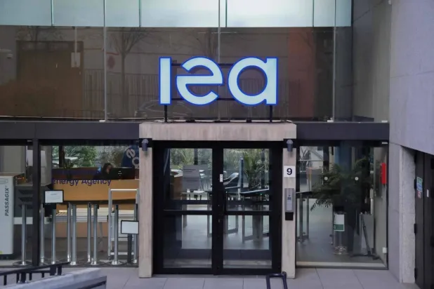 This photograph shows the entrance to the International Energy Agency (IEA) headquarters in Paris on March 11, 2026. (AFP)