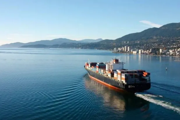 سفينة شحن تشق طريقها نحو أحد الموانئ الحيوية في البحر الأحمر (آرثر دي ليتل)