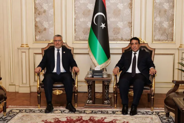 صورة أرشيفية لاجتماع تكالة والمنفي (المجلس الرئاسي)