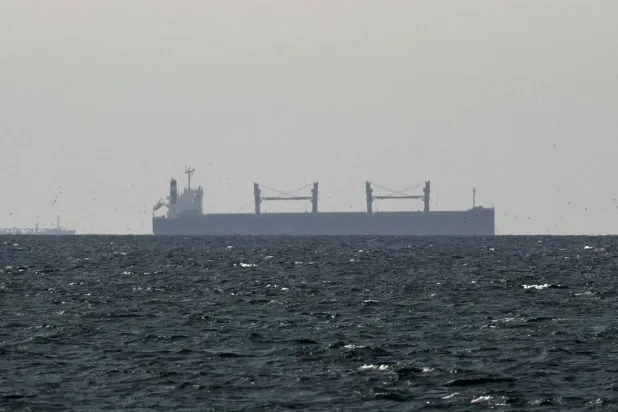 A cargo ship in the Gulf, near the Strait of Hormuz, as seen from northern Ras al-Khaimah, near the border with Oman’s Musandam governance, amid the US-Israeli conflict with Iran, in United Arab Emirates, March 11, 2026. REUTERS/Stringer/File Photo 