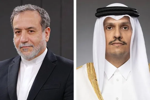 رئيس الوزراء القطري الشيخ محمد بن عبد الرحمن ووزير الخارجية الإيراني عباس عراقجي (قنا)