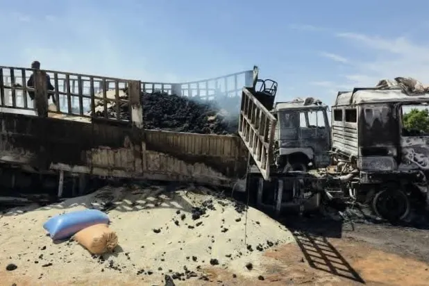 من استهداف سابق لشاحنات إغاثة في شمال كردفان (متداولة)