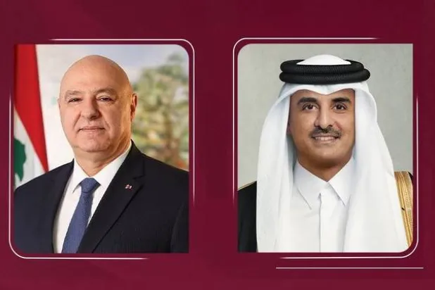 أمير قطر الشيخ تميم بن حمد آل ثاني والرئيس اللبناني جوزيف عون (قنا)