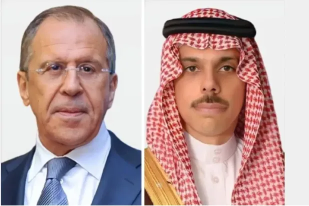الأمير فيصل بن فرحان والوزير سيرغي لافروف (الشرق الأوسط)