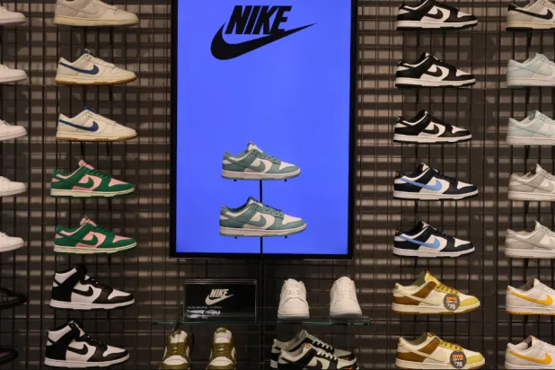 Nike sneakers are seen on display at Westfield Stratford City in London, Britain, July 30. REUTERS/Mina Kim 