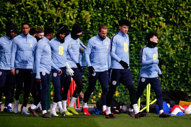 جانب من تدريبات منتخب إنجلترا الشهر الماضي (د.ب.أ)