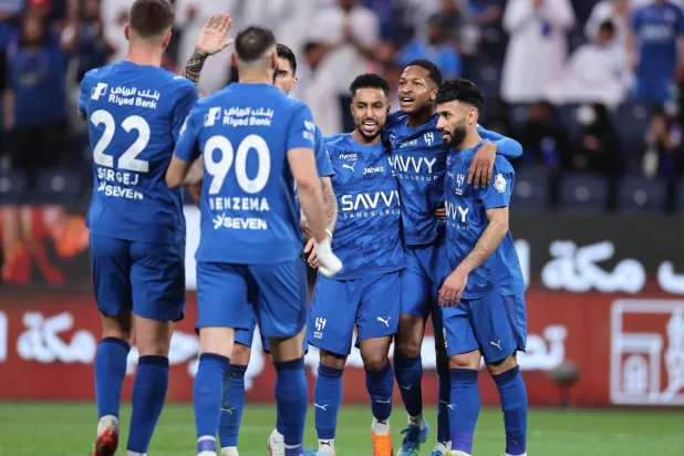 فرحة هلالية بأحد الأهداف أمام الخلود (تصوير: سعد العنزي)