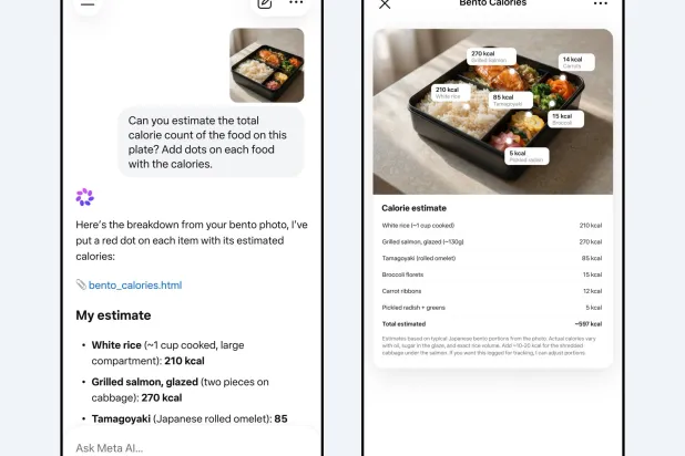 يستطيع نموذج «ميوز سبارك» الجديد تحليل الصور وعرض البيانات الصحية المرتبطة بالوجبات (ميتا)