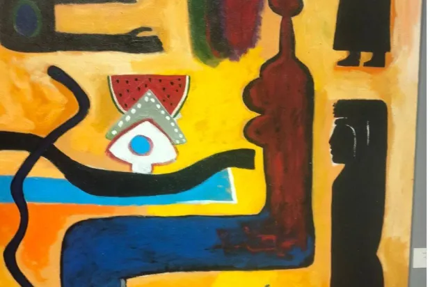 من لوحات الفنان حسن غانم (الشرق الأوسط)